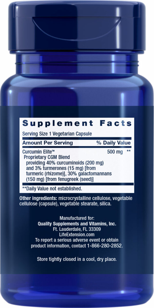 LIFE EXTENSION CURCUMIN ELITE TUR EXTRACT 60 VCAP - Image 2