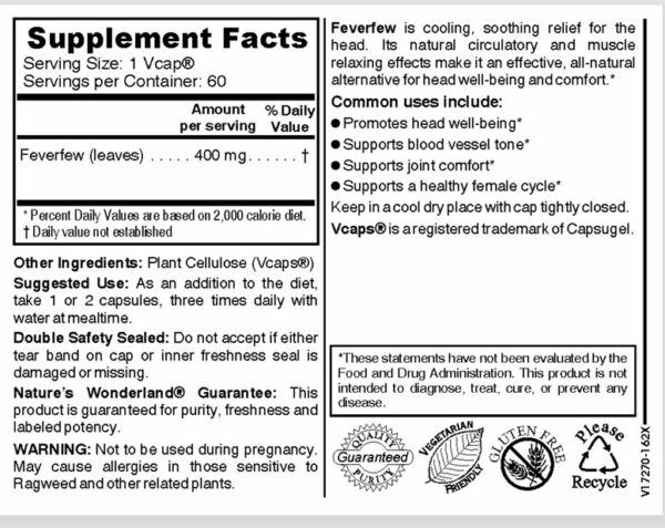 NATURES WONDERLAND FEVERFEW  60 VCAPS - Image 2