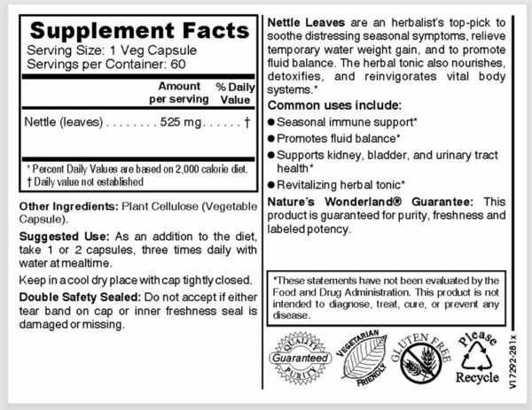 NATURES WONDERLAND ORGANIC NETTLE LEAF  60 VCAPS - Image 2