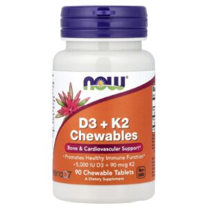 NOW D3 5000 IU + K2 90 CHEWABLE TABLETS