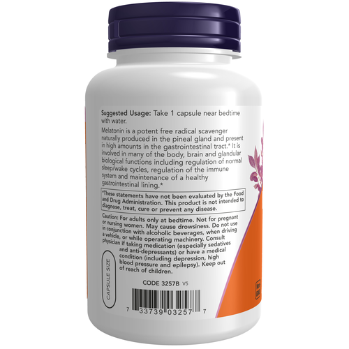 NOW Melatonin 3mg 180 Vcaps - Image 2
