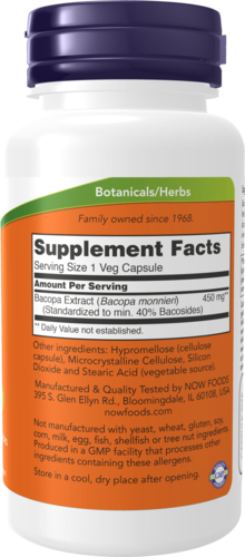 NOW Bacopa Extract 450mg 90 Vcaps - Image 2