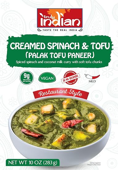 Truly Indian Entree Creamed Spinach Tofu 16 oz