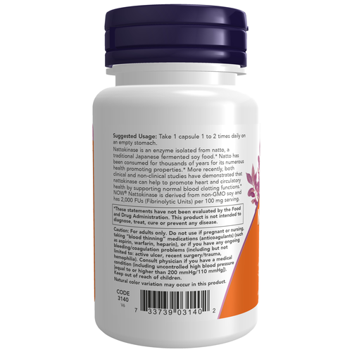 NOW Nattokinase 100mg 60 Vcaps - Image 3