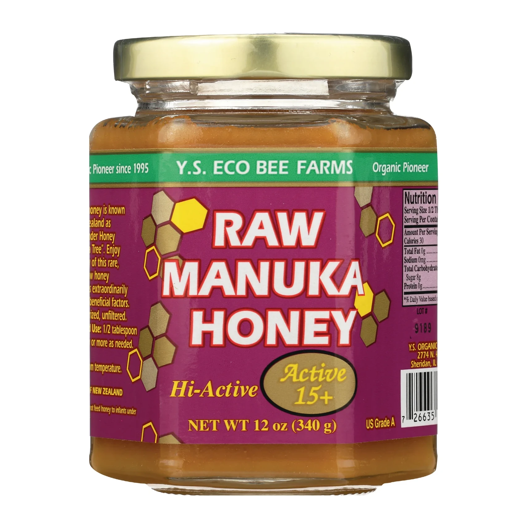 Y.S. Eco Bee Farms Raw Honey Manuka Active 15+ 12 oz
