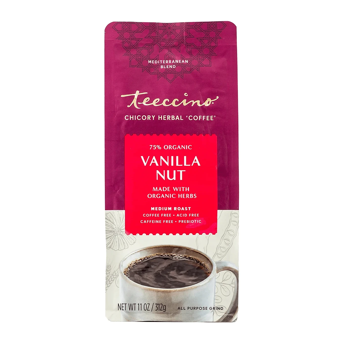 Teeccino Coffee Alternative Vanilla Nut, Caffeine Free/Acid Free 11 oz