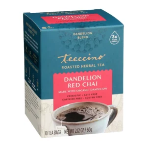 Teeccino Dandelion Red Chai Tea, Caffeine-Free/Acid-Free 10 Bags