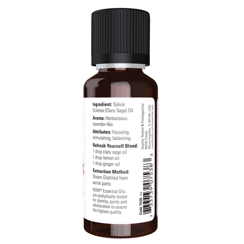 NOW Clary Sage Essential Oil 1 oz - Image 2