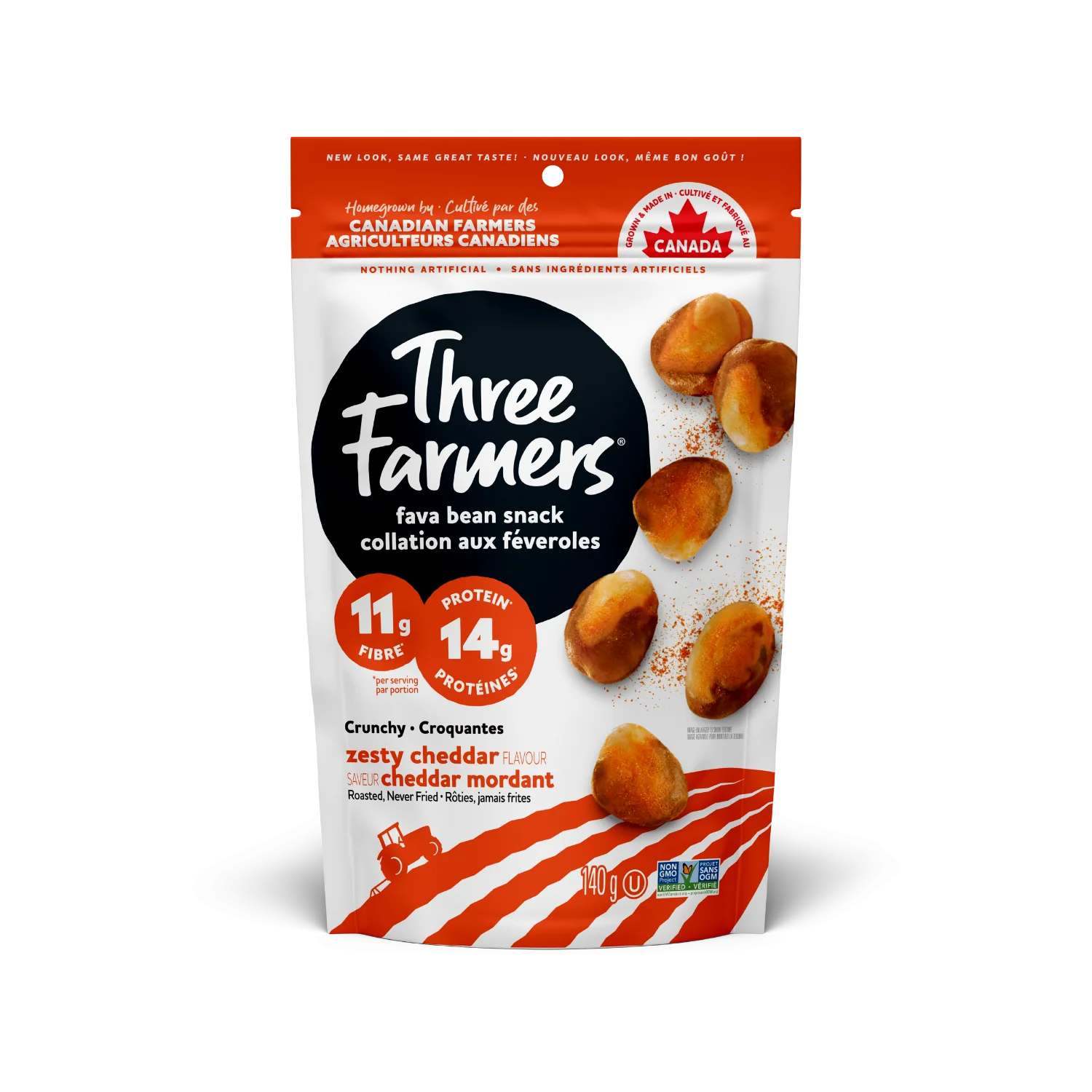 Three Farmers Roasted Fava Beans Zesty Cheddar 5 oz