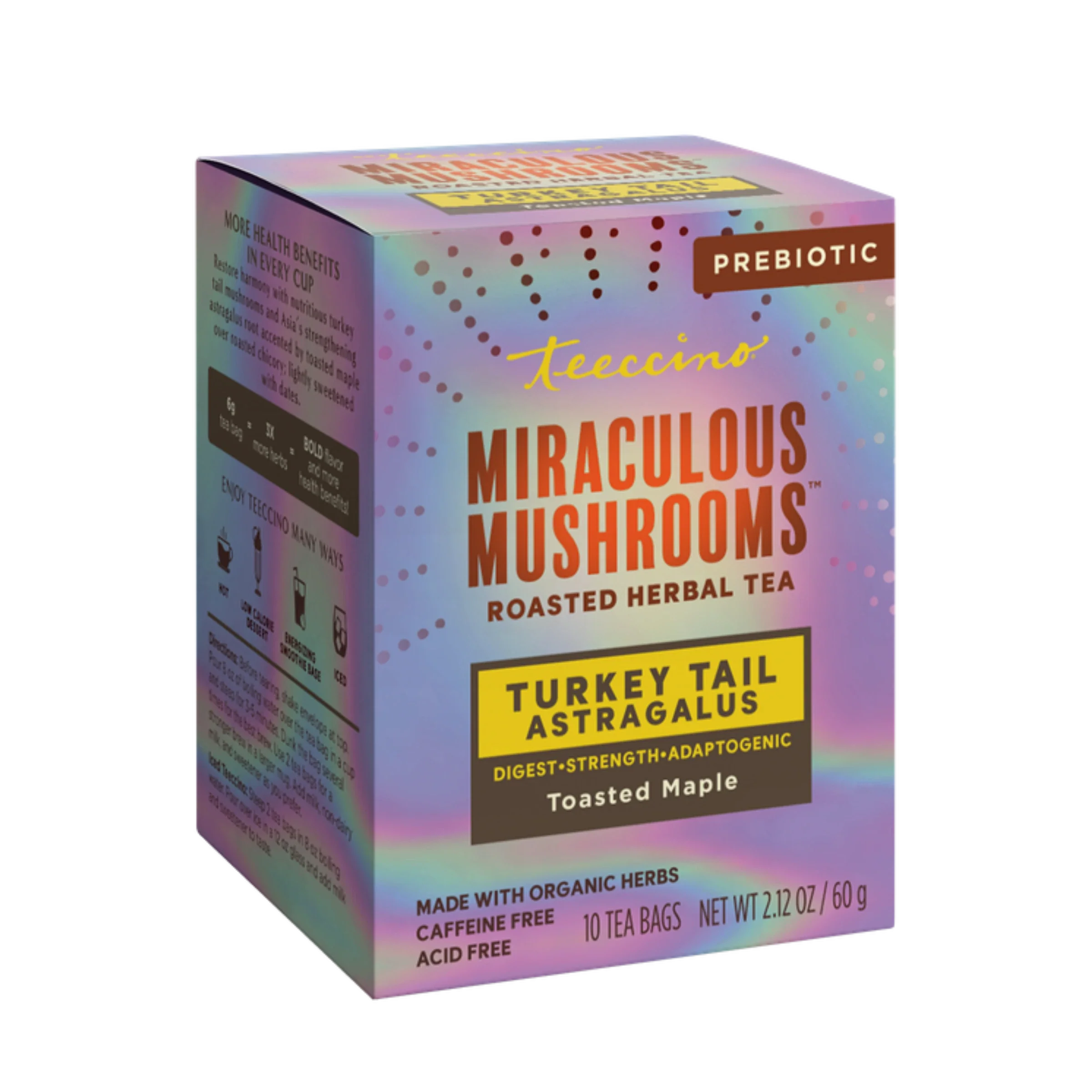 Teeccino Turkey Tail Astragalus Mushroom Herbal Tea 10 Bags