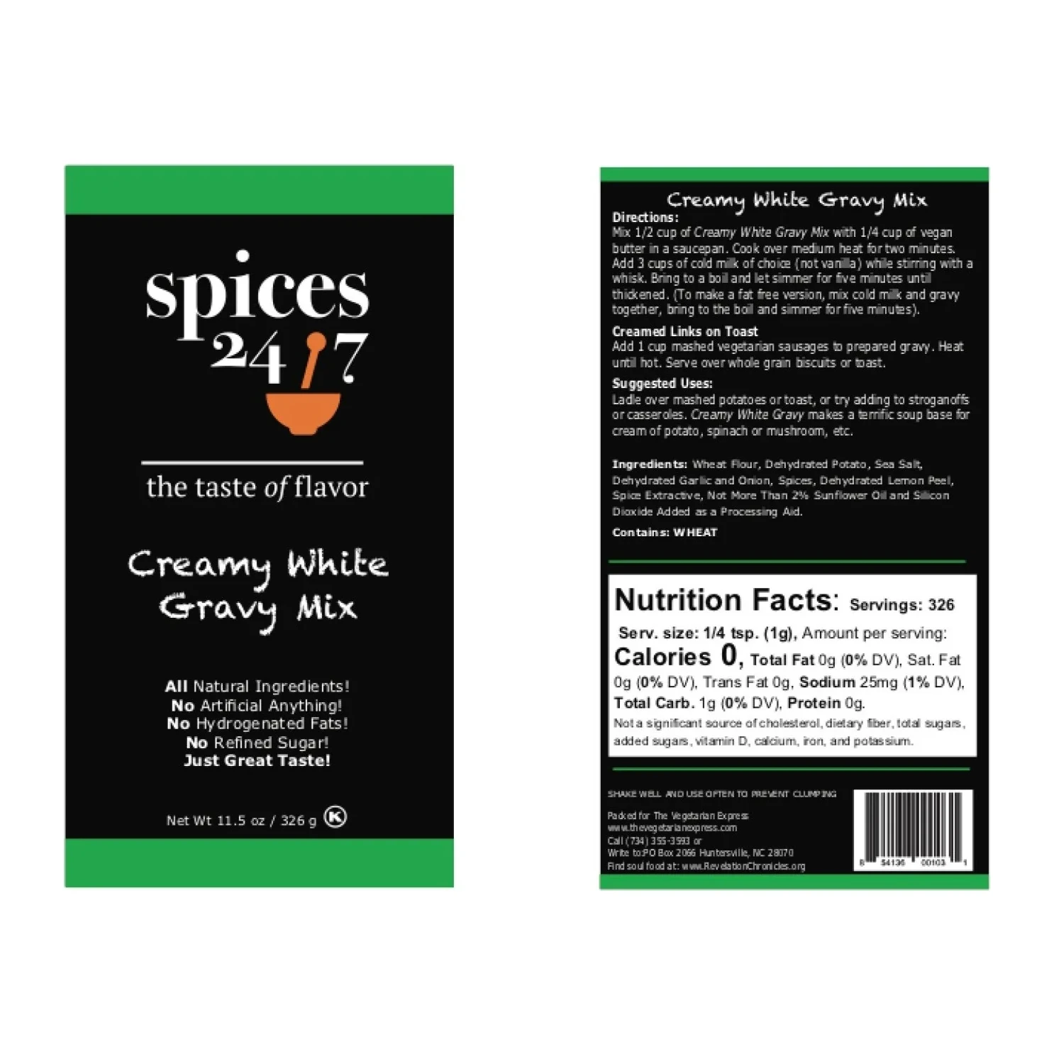Spices 24/7 Creamy White Gravy 10.5 oz