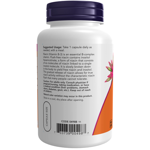NOW Flush Free Niacin 500mg 90 Vcaps - Image 3
