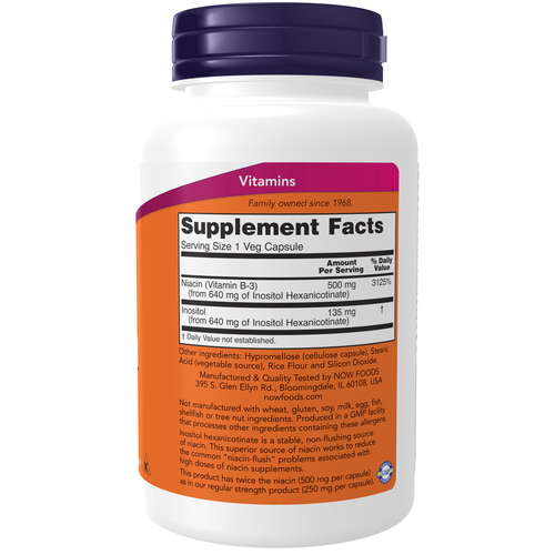 NOW Flush Free Niacin 500mg 90 Vcaps - Image 2