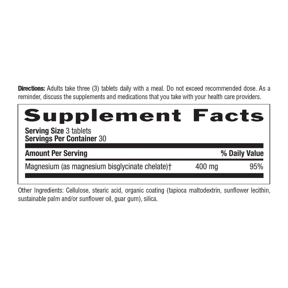 Country Life Chelated Magnesium Glycinate 400 mg 90 Tablets - Image 2