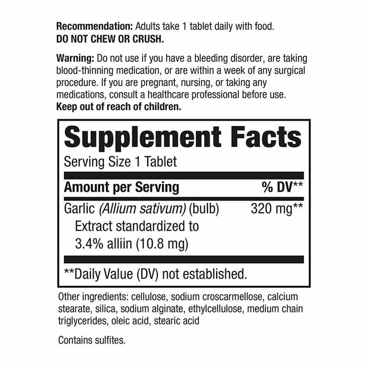 Nature's Way Garlinase Fresh 5000 mcg of Allicin 100 Enteric-Coated Tabs - Image 2