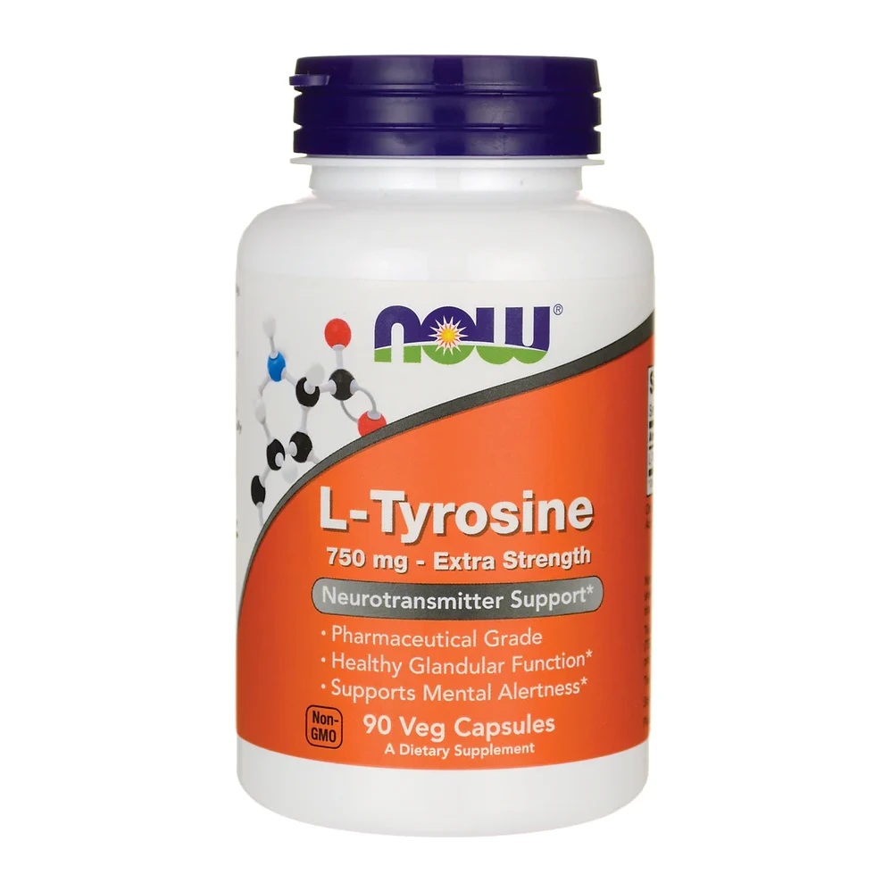 NOW L-Tyrosine 750 mg Extra Strength 90 Vcaps