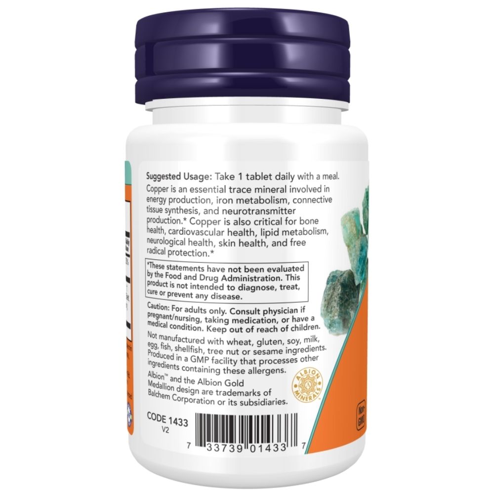NOW Copper Glycinate 3mg 120 Tabs - Image 2