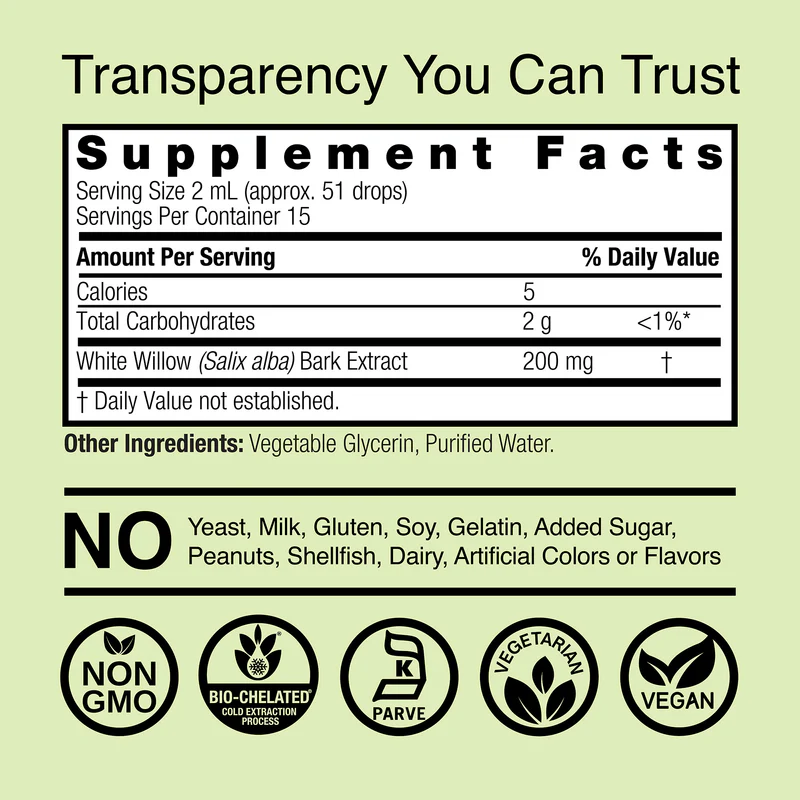 Nature's Answer Alcohol-Free White Willow Bark Extract 1 oz - Image 2