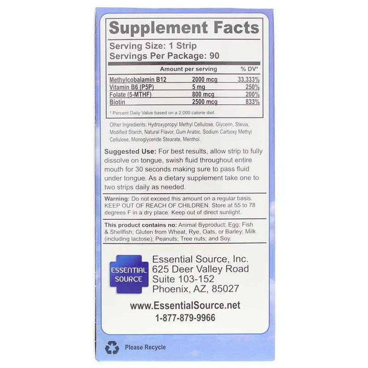 Essential Source B-12 2,000 mcg 90 Strips - Image 4