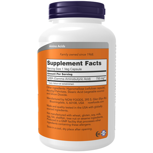 NOW GABA 750 mg 200 Vcaps - Image 3