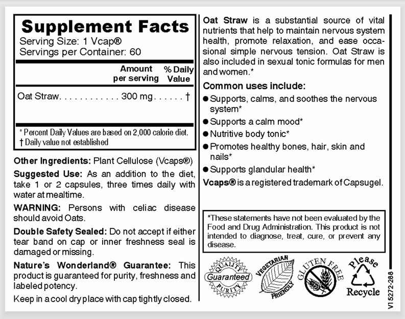 Nature's Wonderland Oat Straw 60 Vcaps 300mg - Image 2
