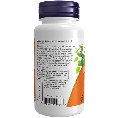 NOW Elderberry 500mg 60 Vcaps - Image 2