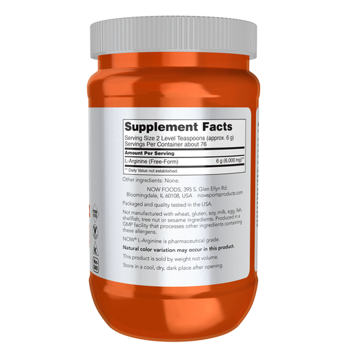 NOW Sports L-Arginine Powder 1 lb 6,000 mg - Image 3