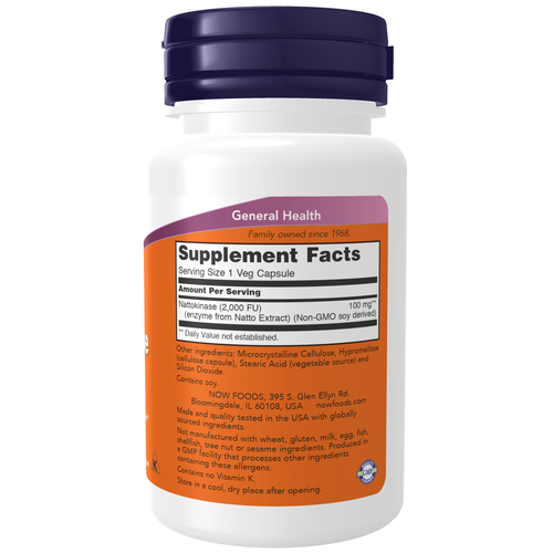 NOW Nattokinase 100mg 60 Vcaps - Image 2