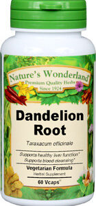 Nature's Wonderland Dandelion Root 60 Vcaps 550mg