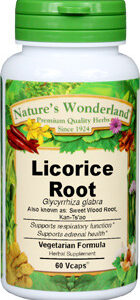Nature's Wonderland Licorice Root Organic 60 Vcaps 525mg Glycyrrhiza Glabra