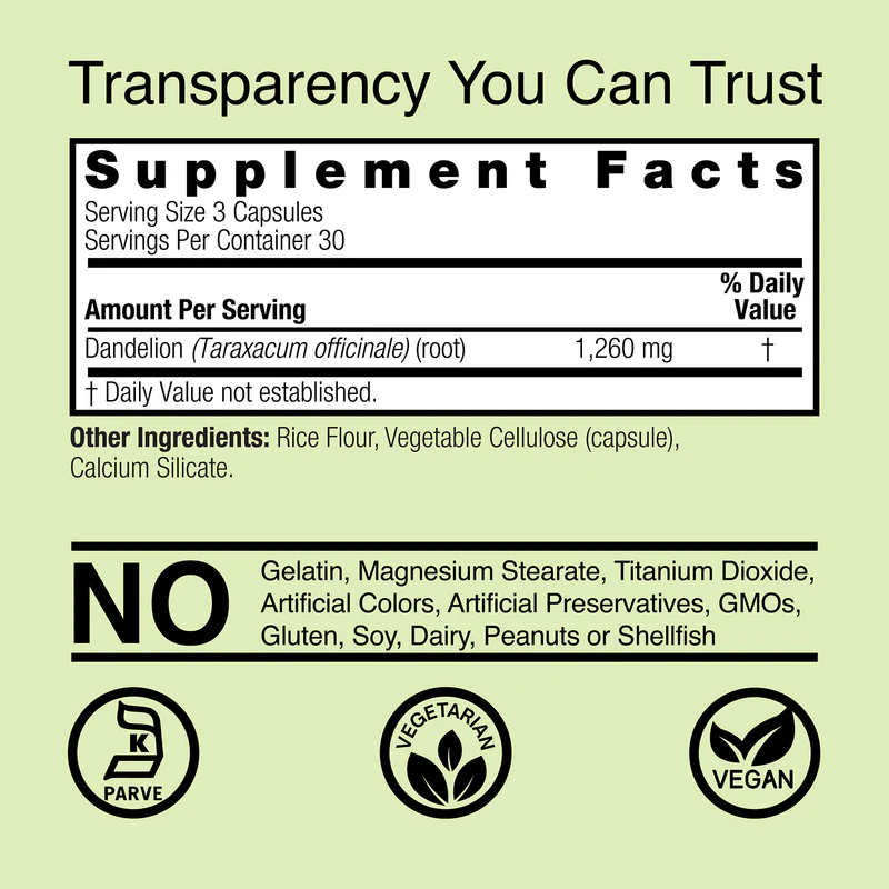 Nature's Answer Dandelion Root 90 Vcaps - Image 2