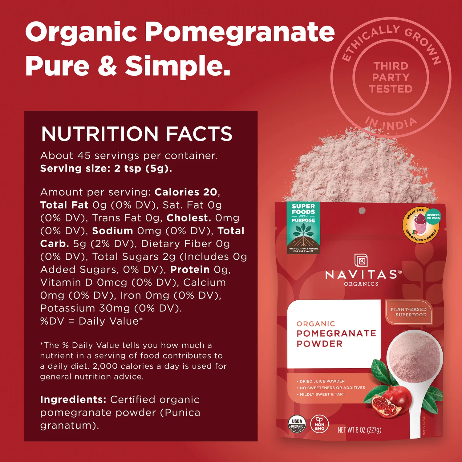 Navitas Pomegranate Powder Organic 8 oz - Image 3