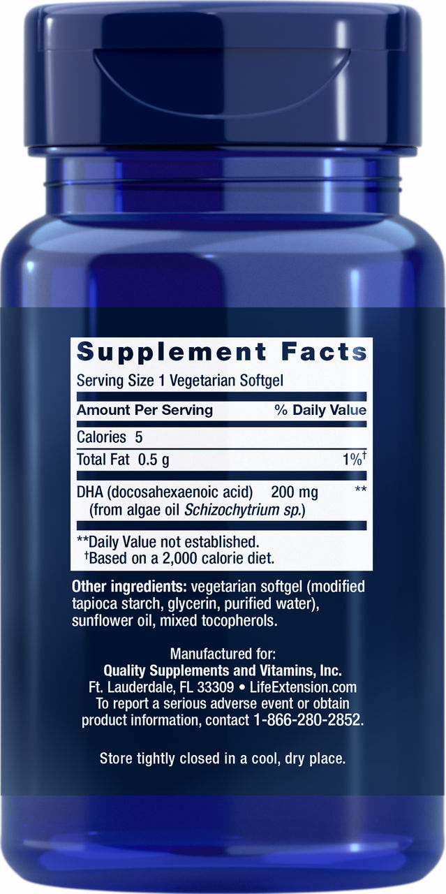 Life Extension Vegetarian DHA 200 mg 30 Softgels - Image 2