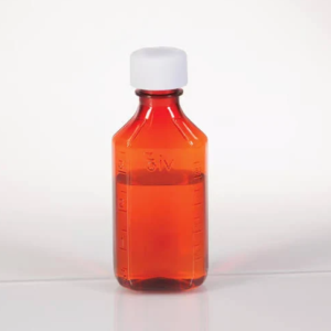 Amber Medicine Oval Plastic Bottle, 4 oz.