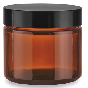 Amber Round Glass Jar with Lid 2 oz